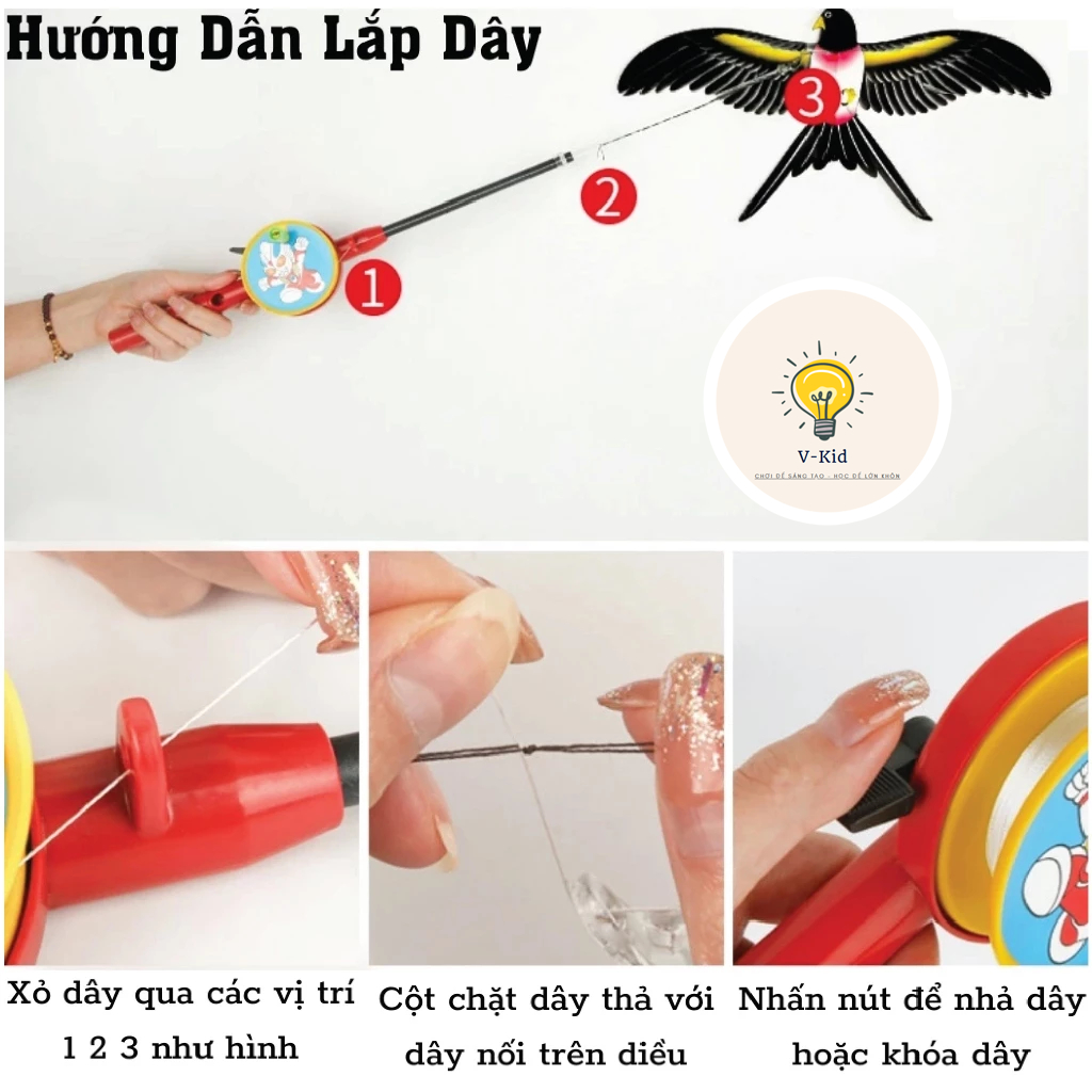 Đồ Chơi Diều Cần Câu 3D Mini Cho Bé – Họa Tiết Hoạt Hình Dễ Thương, Thỏa Sức Vui Chơi ( 50cm -1m ).