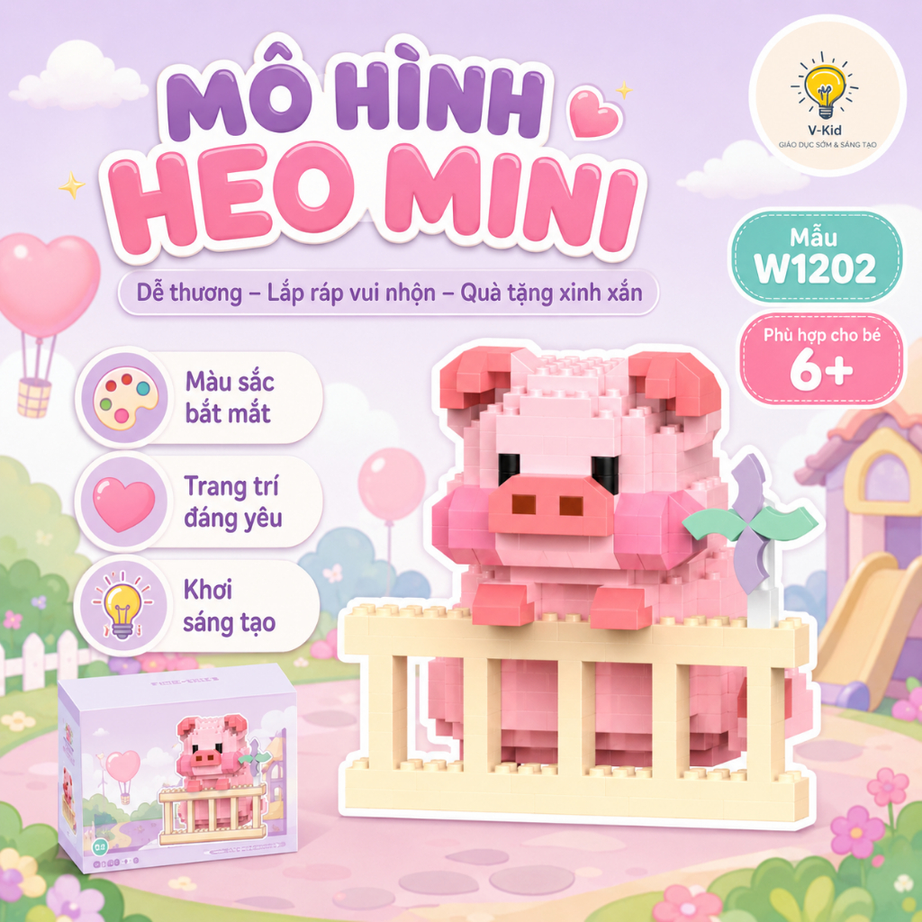 Đồ Chơi Lắp Ráp Những Chú Heo Đáng Yêu - Sản phẩm trang trí bàn học Ngộ Nghĩnh Đáng Yêu