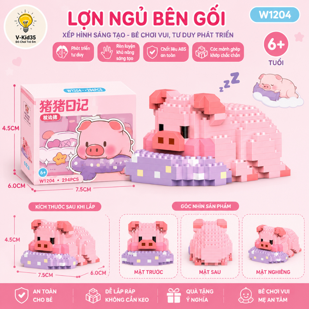 Đồ Chơi Lắp Ráp Những Chú Heo Đáng Yêu - Sản phẩm trang trí bàn học Ngộ Nghĩnh Đáng Yêu