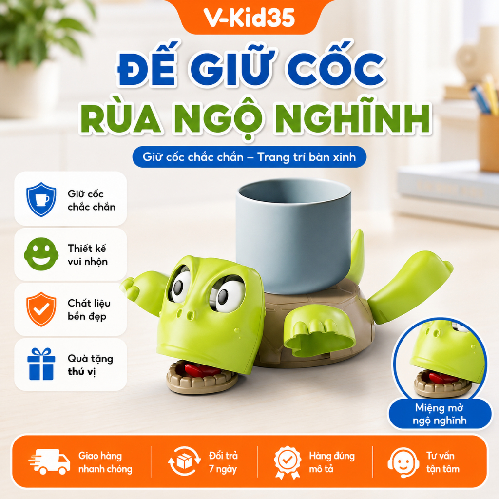 Đế Giữ Cốc, Hình Rùa Để Cốc Ngộ Nghĩnh, Giá Đỡ Ly Trang Trí Bàn Học Vui Nhộn, Đặc Biệt.