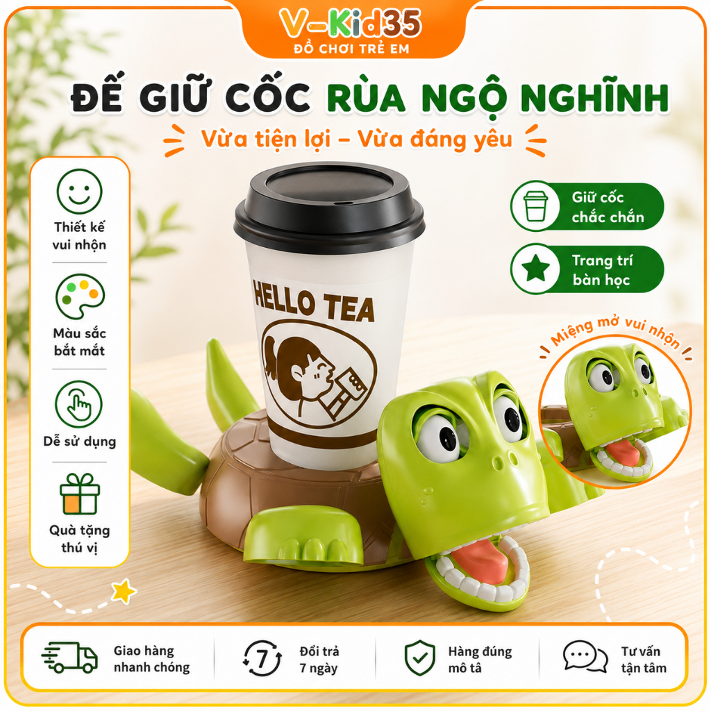 Đế Giữ Cốc, Hình Rùa Để Cốc Ngộ Nghĩnh, Giá Đỡ Ly Trang Trí Bàn Học Vui Nhộn, Đặc Biệt.