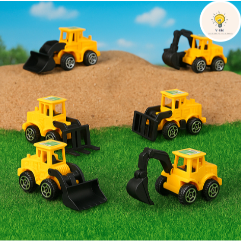 [Đồ Chơi Cho Bé] Bộ Xe Đồ Chơi Cần Cẩu, Máy Múc Mini an toàn, chống chịu va đập giúp bé giải trí