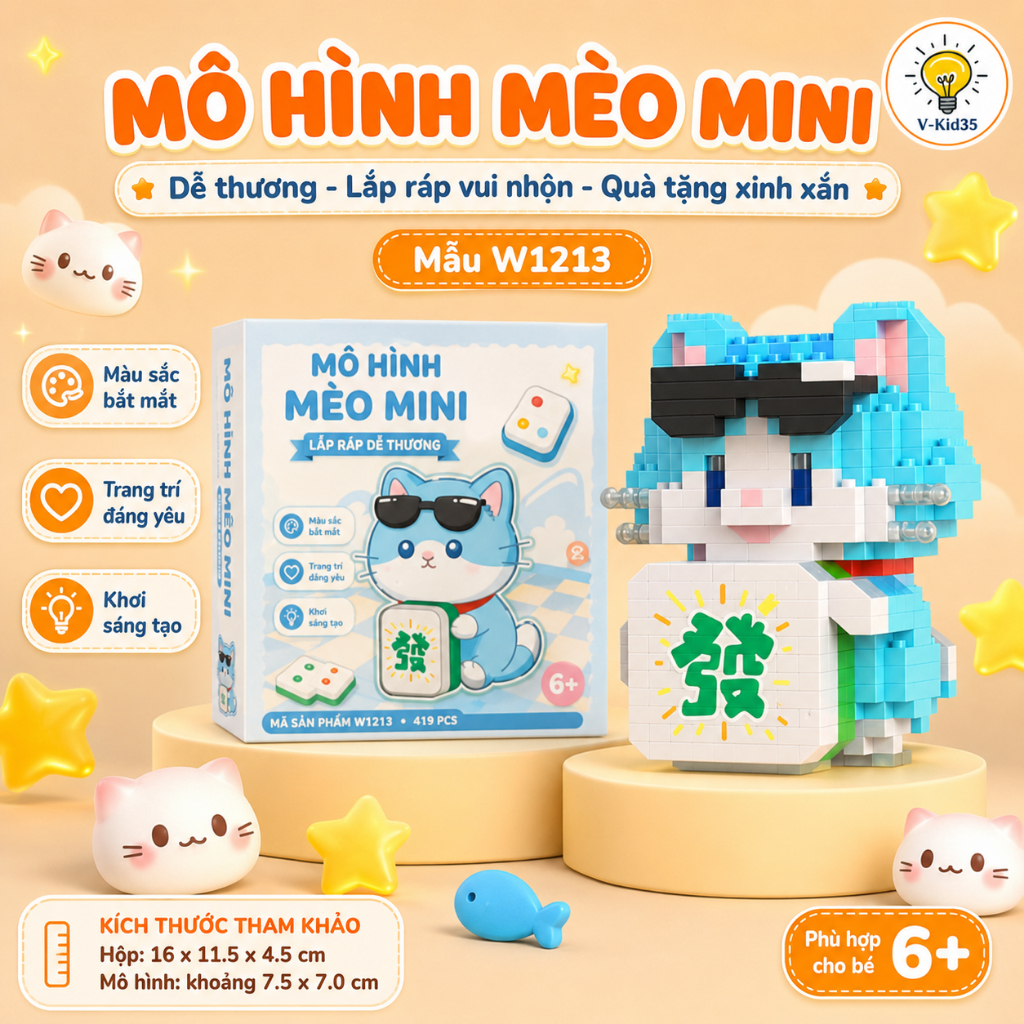 Đồ Chơi Lắp Ráp Những Mèo Đáng Yêu - Sản phẩm rèn luyện tính tỉ mỉ và trang trí bàn học đang yêu