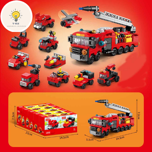 Bộ Mô Hình Lắp Ráp 10 trong 1 Mini 3D Tư Duy, Sáng Tạo, Trang Trí. Cần Cẩu, Máy Bay, Xe Tăng.