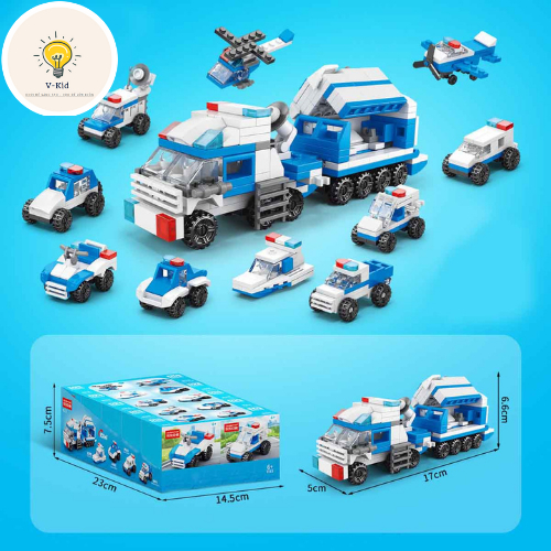 Bộ Mô Hình Lắp Ráp 10 trong 1 Mini 3D Tư Duy, Sáng Tạo, Trang Trí. Cần Cẩu, Máy Bay, Xe Tăng.
