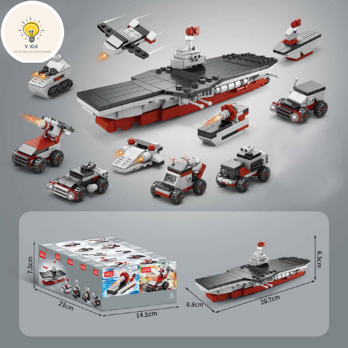 Bộ Mô Hình Lắp Ráp 10 trong 1 Mini 3D Tư Duy, Sáng Tạo, Trang Trí. Cần Cẩu, Máy Bay, Xe Tăng.