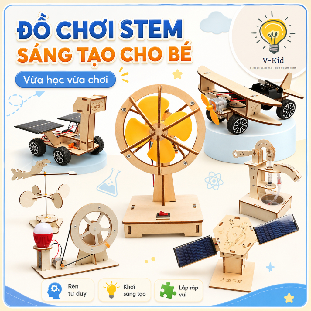 Bộ Đồ Chơi STEM DIY Cho Bé, Mô Hình Lắp Ráp Khoa Học, Giáo Dục Giúp Rèn, Phát Triển Tư Duy Sáng Tạo