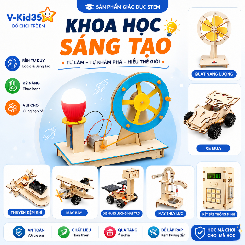 Bộ Đồ Chơi STEM DIY Cho Bé, Mô Hình Lắp Ráp Khoa Học, Giáo Dục Giúp Rèn, Phát Triển Tư Duy Sáng Tạo