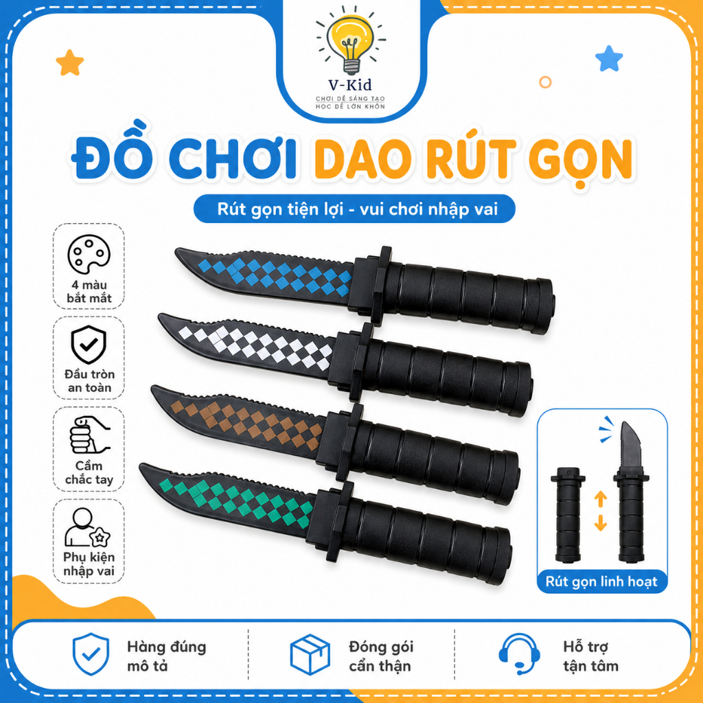 Dao Ảo Thuật Rút Gọn, Đạo Cụ Biểu Diễn Nhập Vai (Chất Liệu Nhựa - Tuyệt Đối An Toàn)