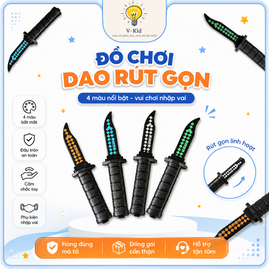 Dao Ảo Thuật Rút Gọn, Đạo Cụ Biểu Diễn Nhập Vai (Chất Liệu Nhựa - Tuyệt Đối An Toàn)