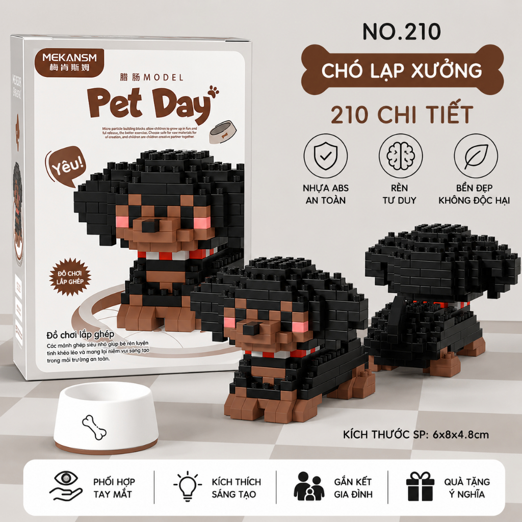 Bộ Đồ Chơi Lắp Ráp Mini Hình Chó Cưng Pixel Block Dễ Thương - Quà Tặng Cho Bé Rèn Luyện Tư Duy