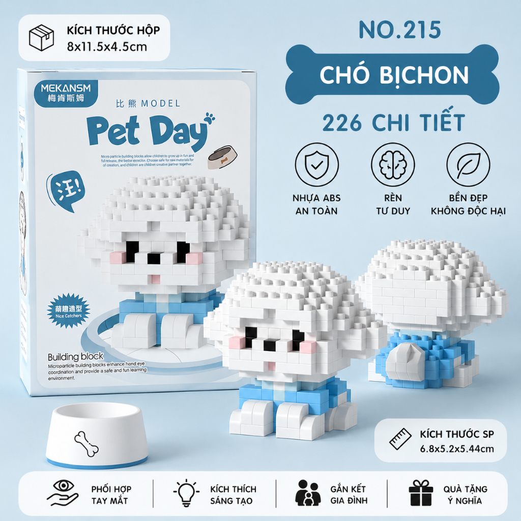 Bộ Đồ Chơi Lắp Ráp Mini Hình Chó Cưng Pixel Block Dễ Thương - Quà Tặng Cho Bé Rèn Luyện Tư Duy