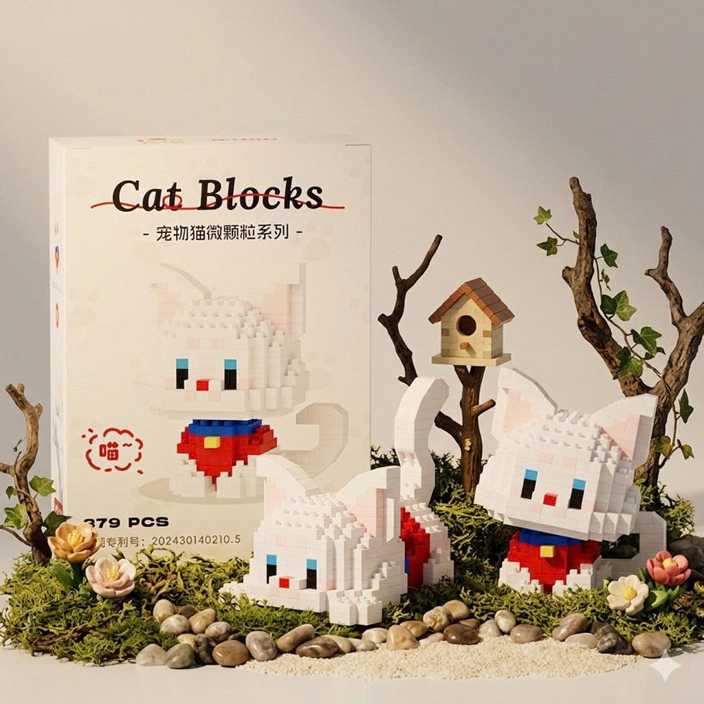 Bộ Lắp Ráp Mèo Mini Cute – Rèn Luyện Kiên Nhẫn, Decor Góc Học Tập Siêu Đáng Yêu, Quà Tặng Người Yêu