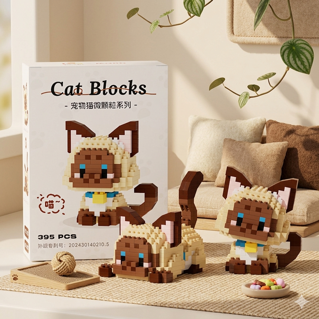 Bộ Lắp Ráp Mèo Mini Cute – Rèn Luyện Kiên Nhẫn, Decor Góc Học Tập Siêu Đáng Yêu, Quà Tặng Người Yêu