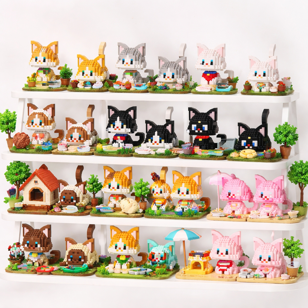 Bộ Lắp Ráp Mèo Mini Cute – Rèn Luyện Kiên Nhẫn, Decor Góc Học Tập Siêu Đáng Yêu, Quà Tặng Người Yêu
