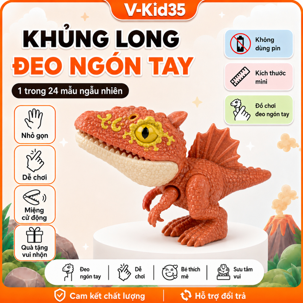 Khủng Long Đeo Ngón Tay Mini, Đồ Chơi Miệng Cử Động, Mẫu Ngẫu Nhiên, Trang Trí Bàn Học Cho Bé